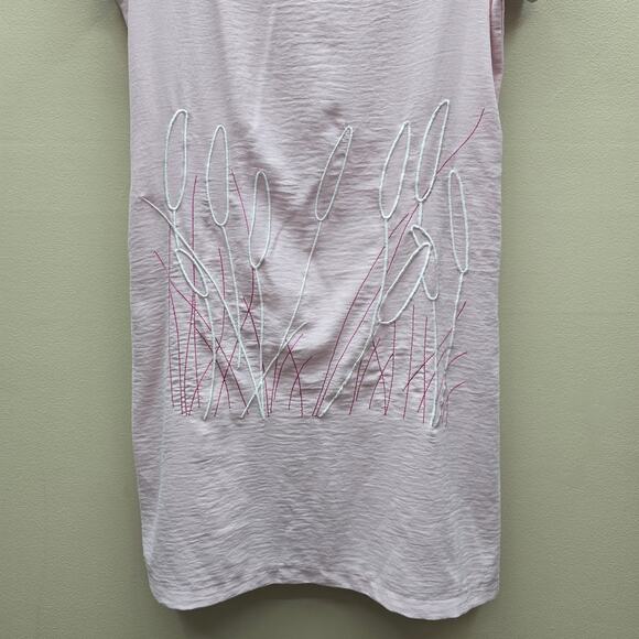 Zara Basic Embroidered Botanical Mini Dress Minimalist Mauve Pink Size Medium - Picture 3 of 5